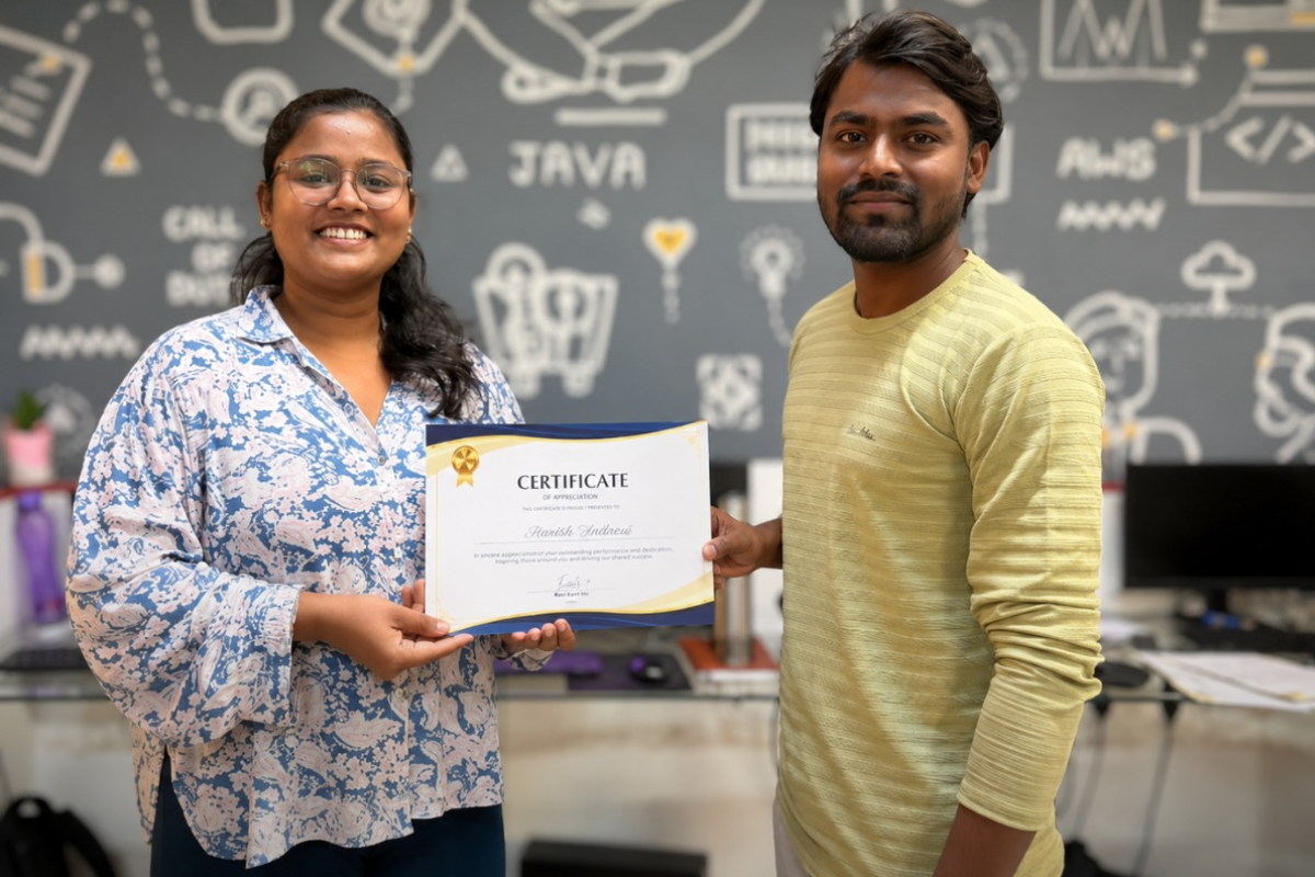 Career Circle graduate receiving their Django completion certificate